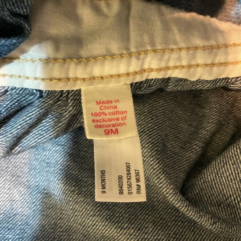 OshKosh B'gosh y2k Vintage Denim Skirtall Jumper Dress with Floral Details 9M - Picture 6 of 6